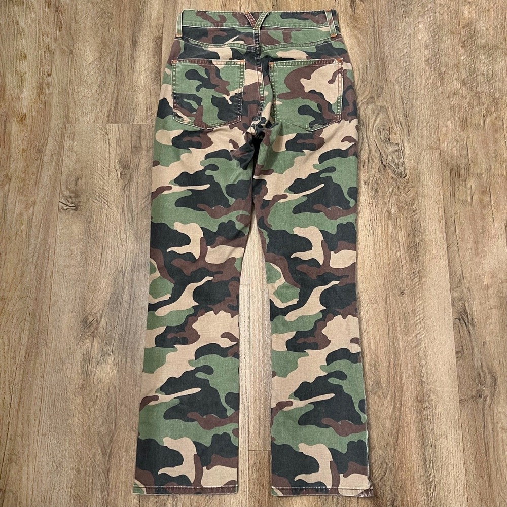 Veronica Beard Carly Kick Flare High Rise Jeans Camo Print Button Fly Size 24 - Picture 4 of 10